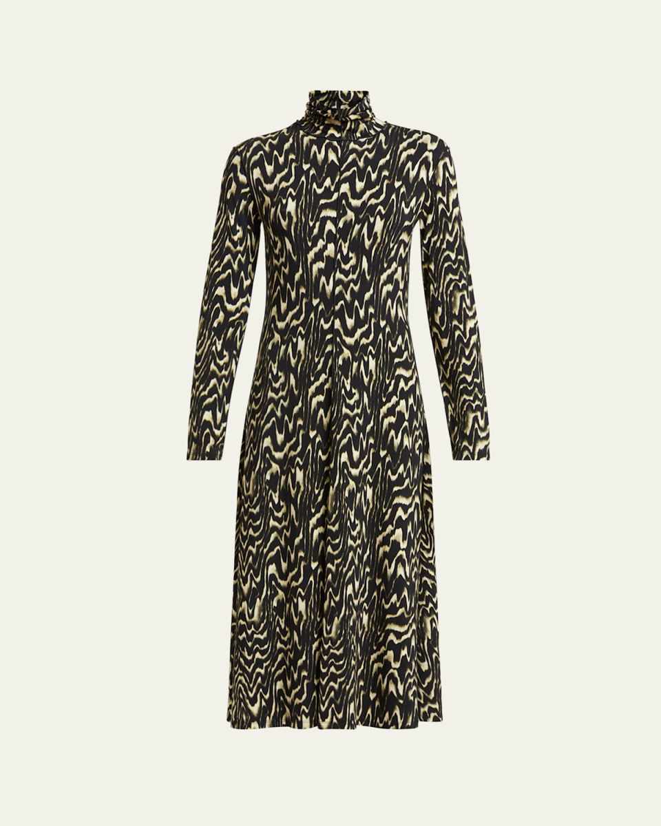 Marion Printed Turtleneck Midi Dress